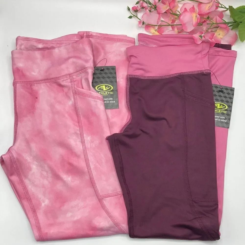 Girls Pull-On Active Athletic Comfy Leggings Pants 2-Pack Size L (10-12)
